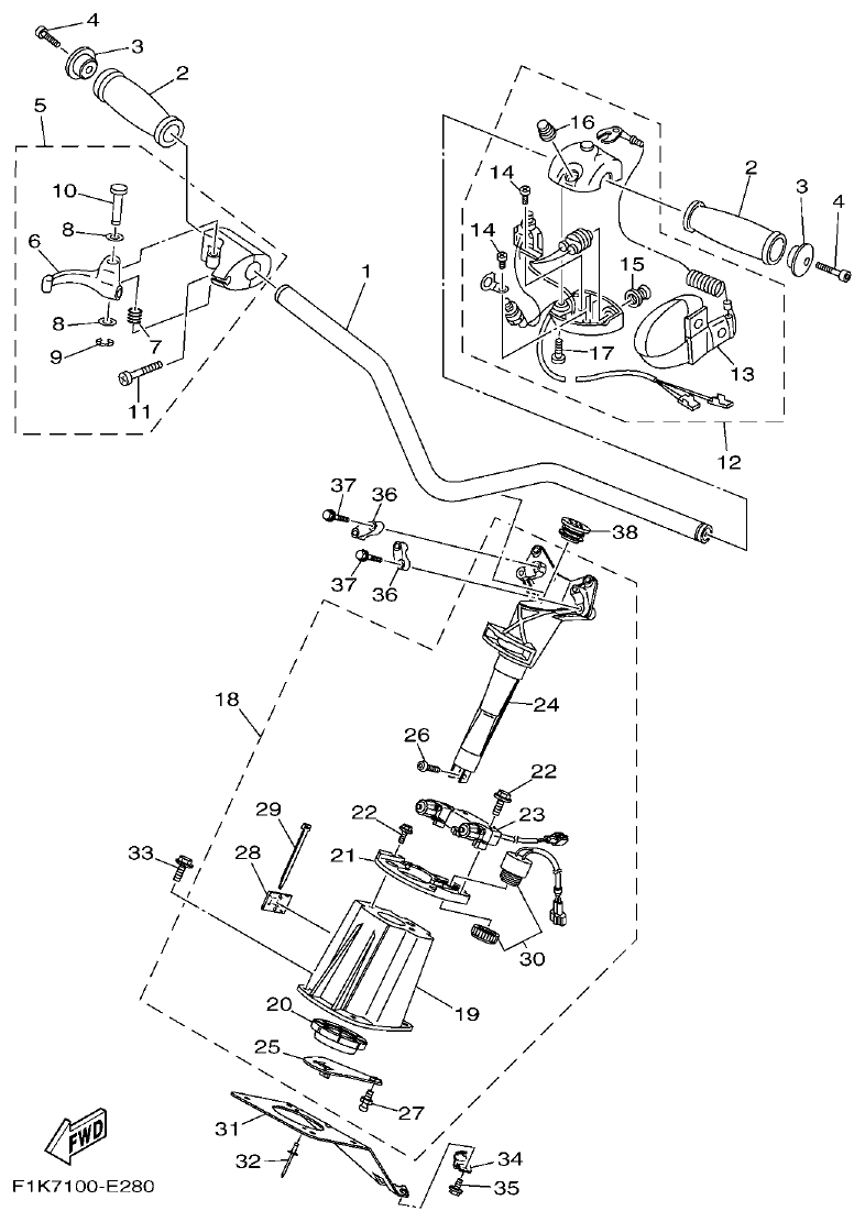 Yamaha F1KB STEERING 1 parts diagram